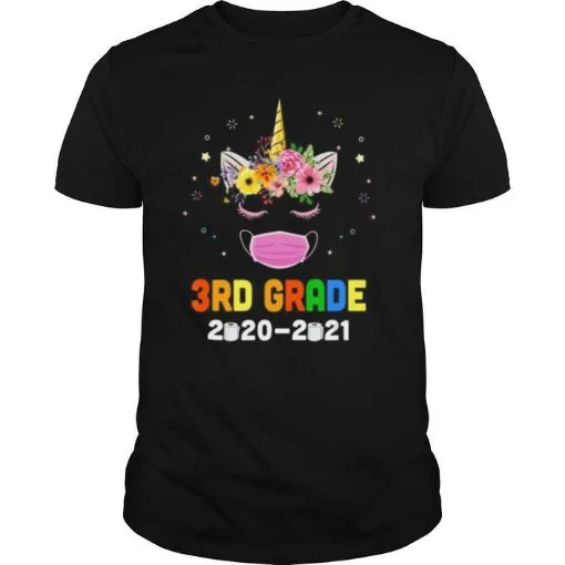 Quarantine Unicorn Hello 3rd Grade 2020 Back To School shirt