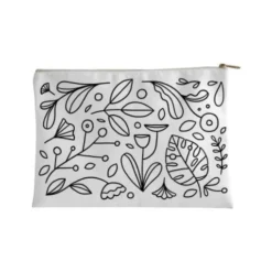 Black And White Plant Pattern Accessory Pouch